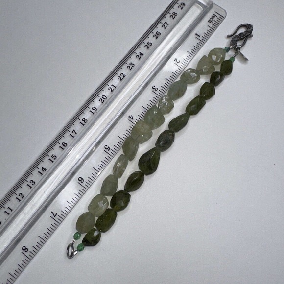 Femme Gems Bracelet Green Marbled Quartz Faceted Stones Double Strand Hook - Picture 9 of 10